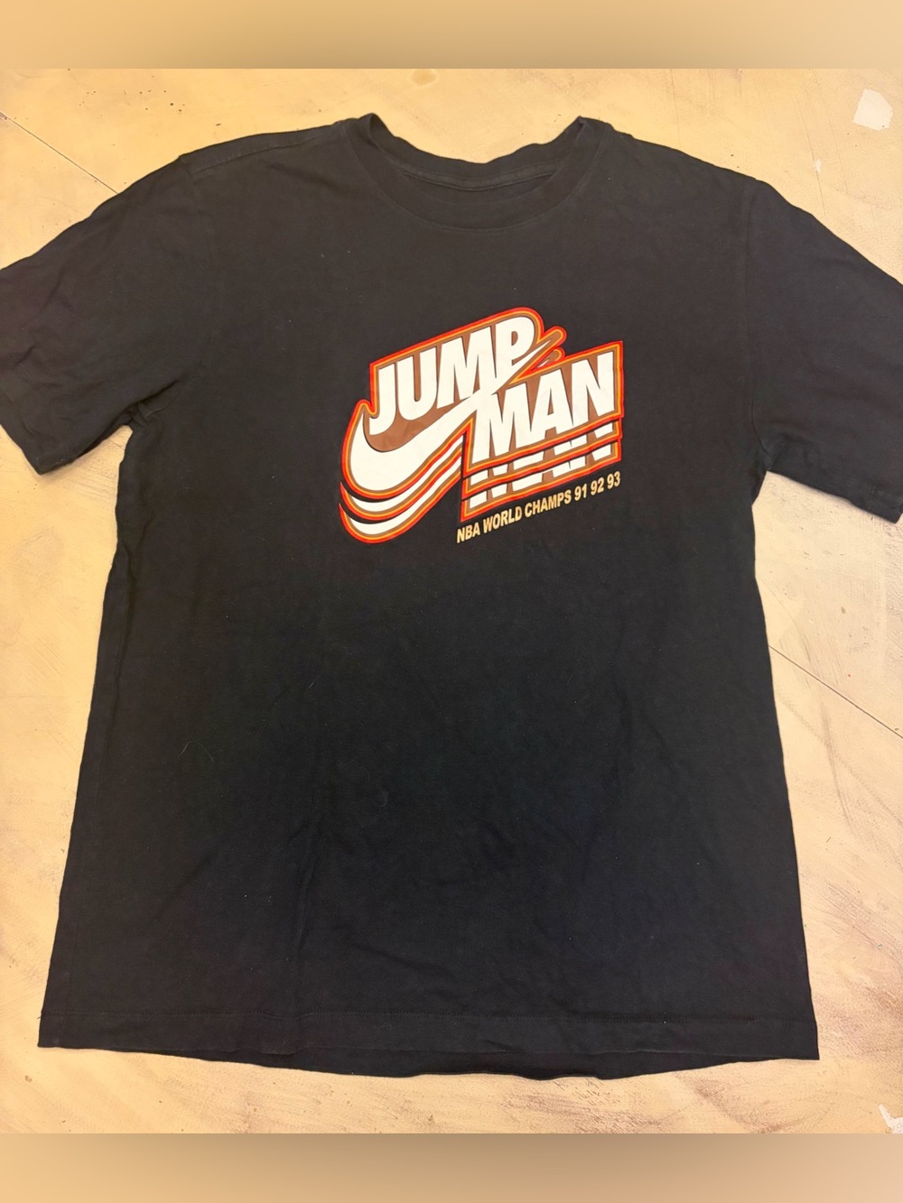 Jordan Jumpman NBA World Champs 91 92 93 T-Shirt Men's Size M Black Retro Bulls